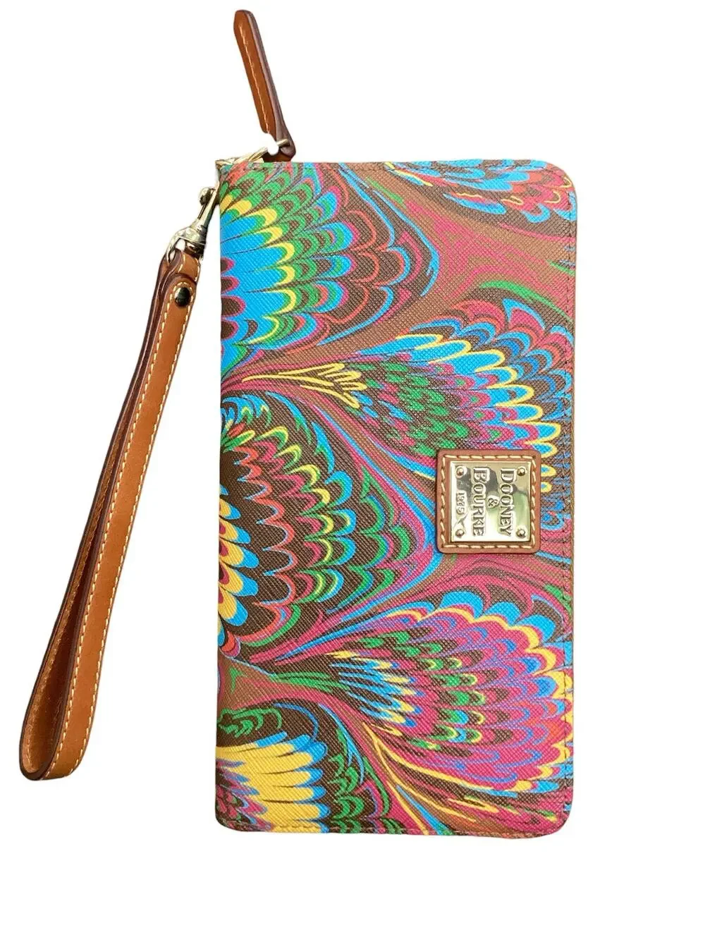 NWT Dooney&Bourke Wristlet Wallet Women’s 1 Size Zip Around Leather Multicolor - Picture 1 of 9